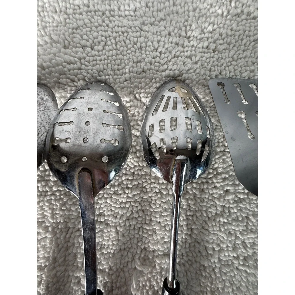 Vintage Ekco Kitchen Utensil‎ Set 8pc Black Handle Chromium Plated USA Made